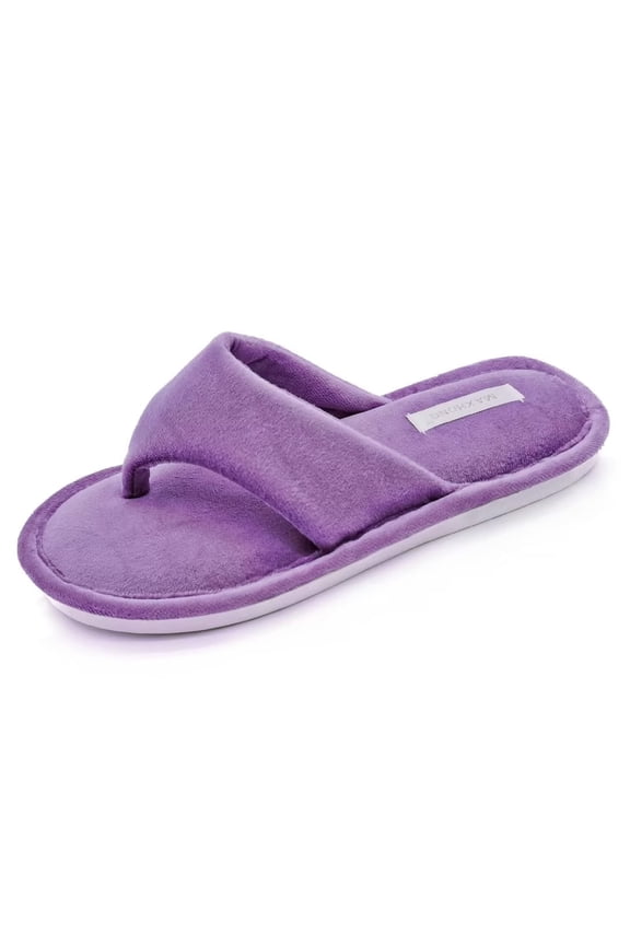 Women’s Indoor Slippers Lady’s Memory Foam Flip Flops, Velvet House Spa Comfy Slide on Slippers for Women Open Toe Shoes