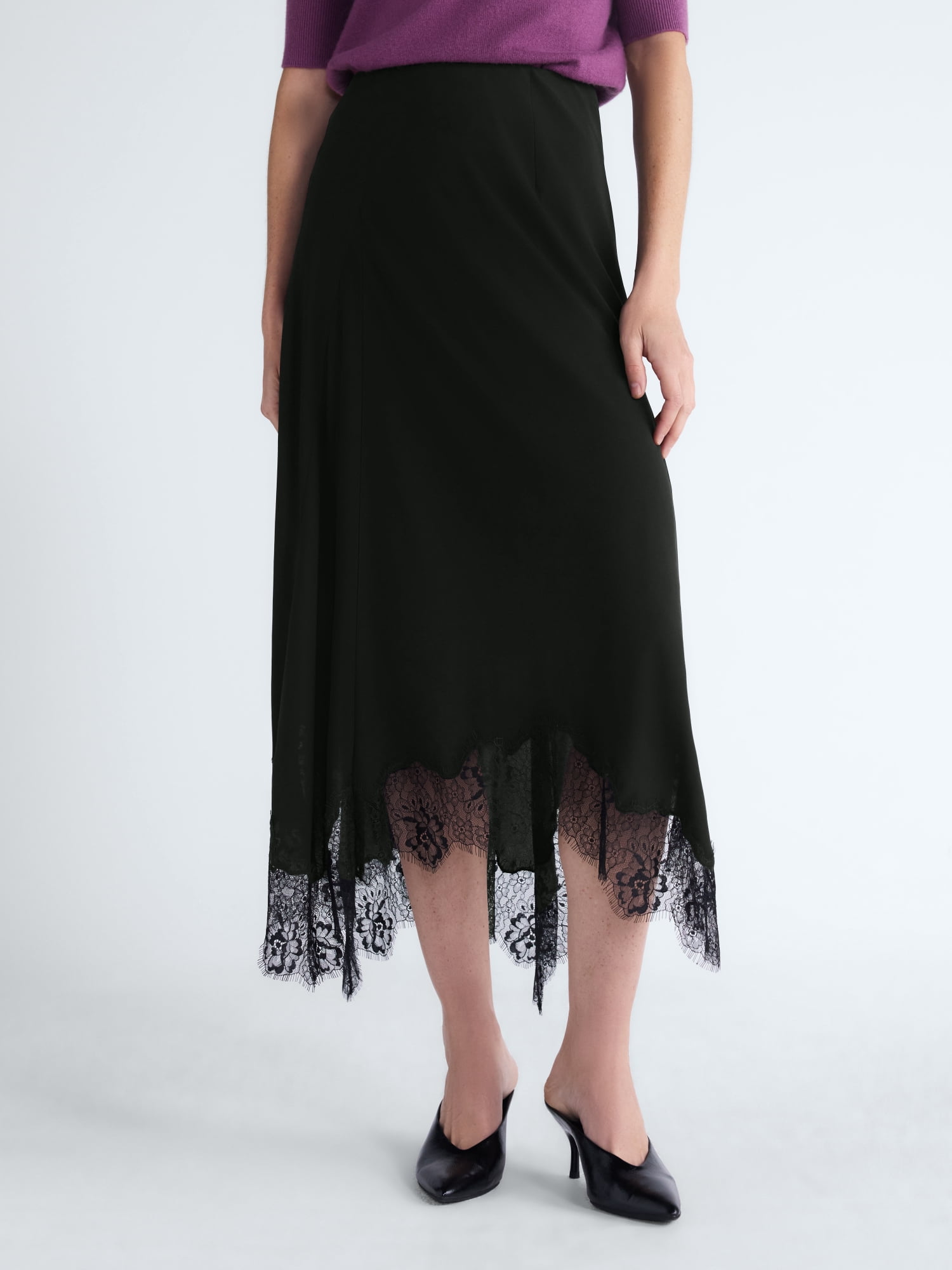 Scoop Women's and Women's Plus Asymmetrical Lace Maxi Skirt, Sizes
