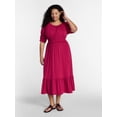 thumbnail image 1 of Terra & Sky Women’s Plus Scoop Neck Maxi Dress with Elbow Length Sleeves, Size 0X-5X, 1 of 4