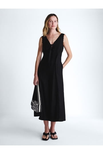 walmart long black dress Cavosen Wrap Dresses for Women Long Black Long Sleeve Maxi Dress Empire Waist V-Neck Ankle Length Dress Solid Side Split Pleated Casual Trendy Dress