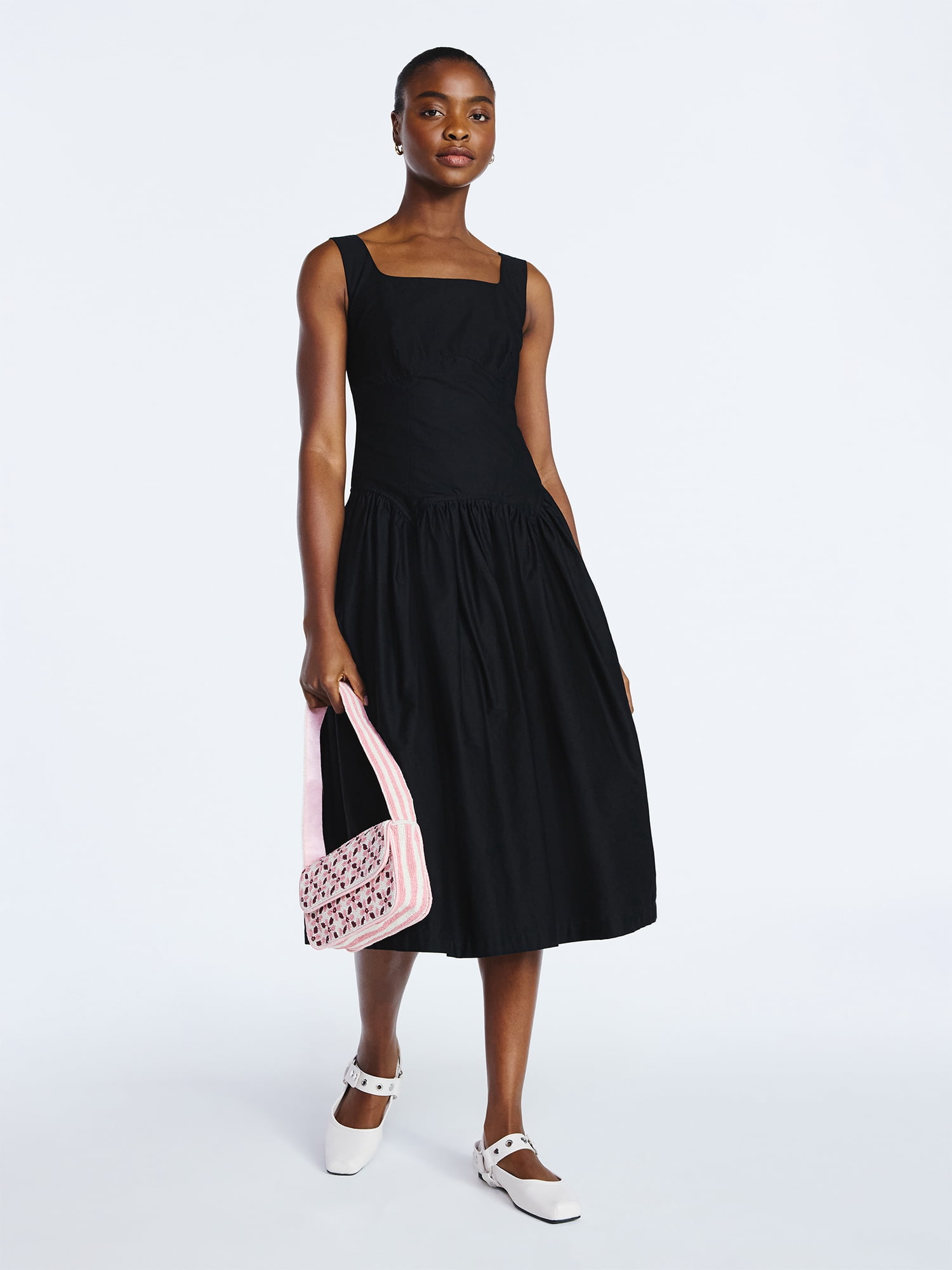 Scoop Women’s Cotton Maxi Dress with Bow Back, Sizes XS-4X