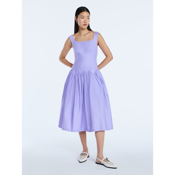 Scoop Women’s Cotton Maxi Dress with Bow Back, Sizes XS-4X