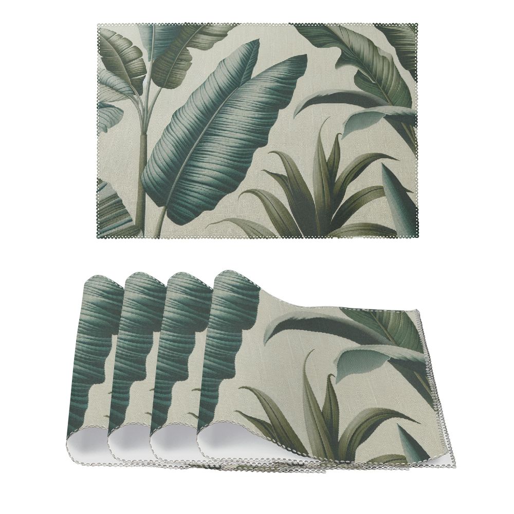 MAXIAO Tropical Green Banana Leaf Placemats for Party Kitchen Dining