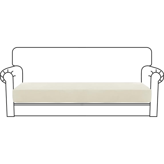 MAXIJIN Velvet Stretch Couch Cushion Covers Soft Sofa Cushion Cover Replacement Sofa Seat Cushion Slipcovers Furniture Protector with Elastic Bottom (1 Piece Sofa Cushion Cover, Beige) C104