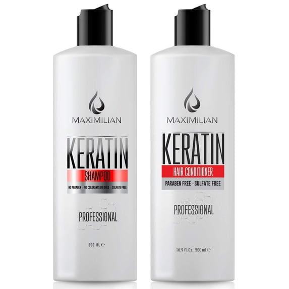 Maxi Milian Keratin Shampoo & Conditioner Set for Curly Hair – Sulfate-Free, Clarifying Formula, 16.9 fl oz (2-Pack)
