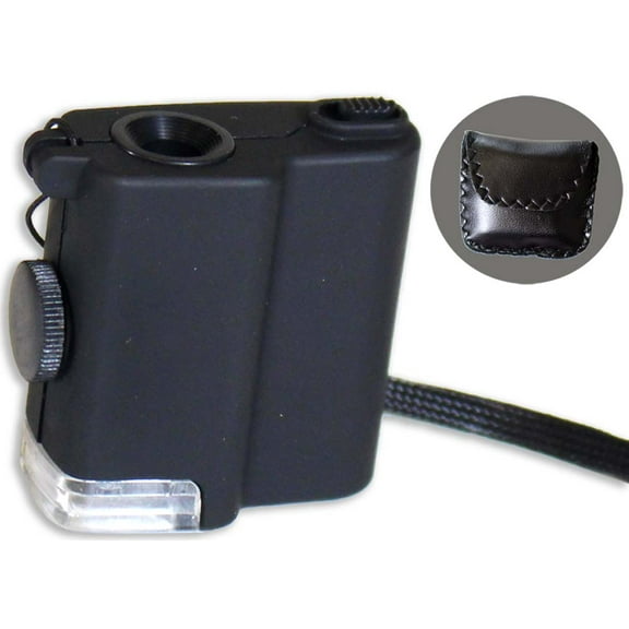 MAXIMIZE 55X Mini Microscope | Potent Acrylic Lens | ABS Housing with LED Light | Comes with Wrist Strap & Carrying Case