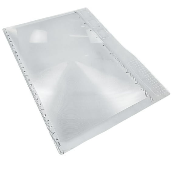 MAXIMIZE Acrylic Fresnel Magnifier | 10.75" x 8" Full Page | Dual-Sided Ruler & Multiple Magnifications | 2X , 3X , 4X , 5X , & 6X