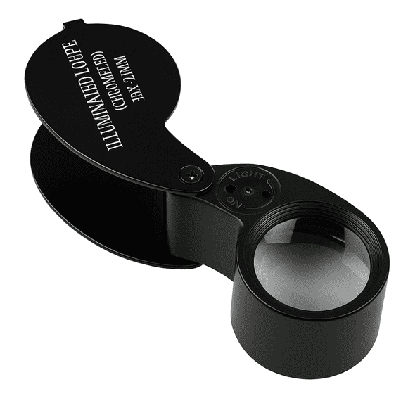 MAXIMIZE Black Jeweler's Loupe with LED | Verified 12X-30X Magnification Range & 25mm Lens | Sleek Metal Body | Plastic Hinged Case | Keychain Loop | For Professionals & Enthusiasts