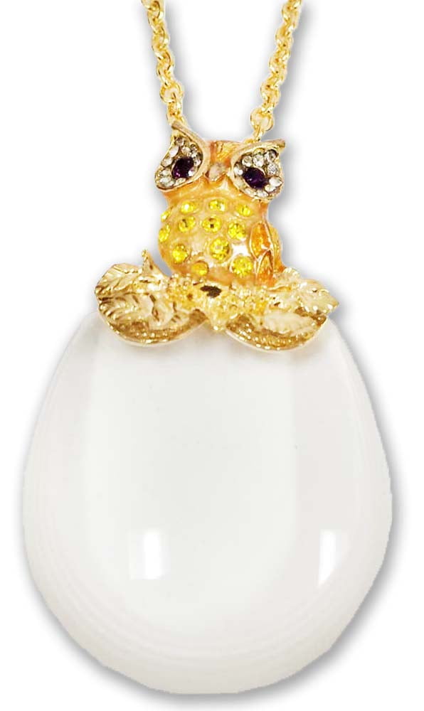 MAXIMIZE Sparkling Owl Pendant | 2X Magnification | 30" Golden Chain | Beveled Edge Lens | Includes Protective Pouch