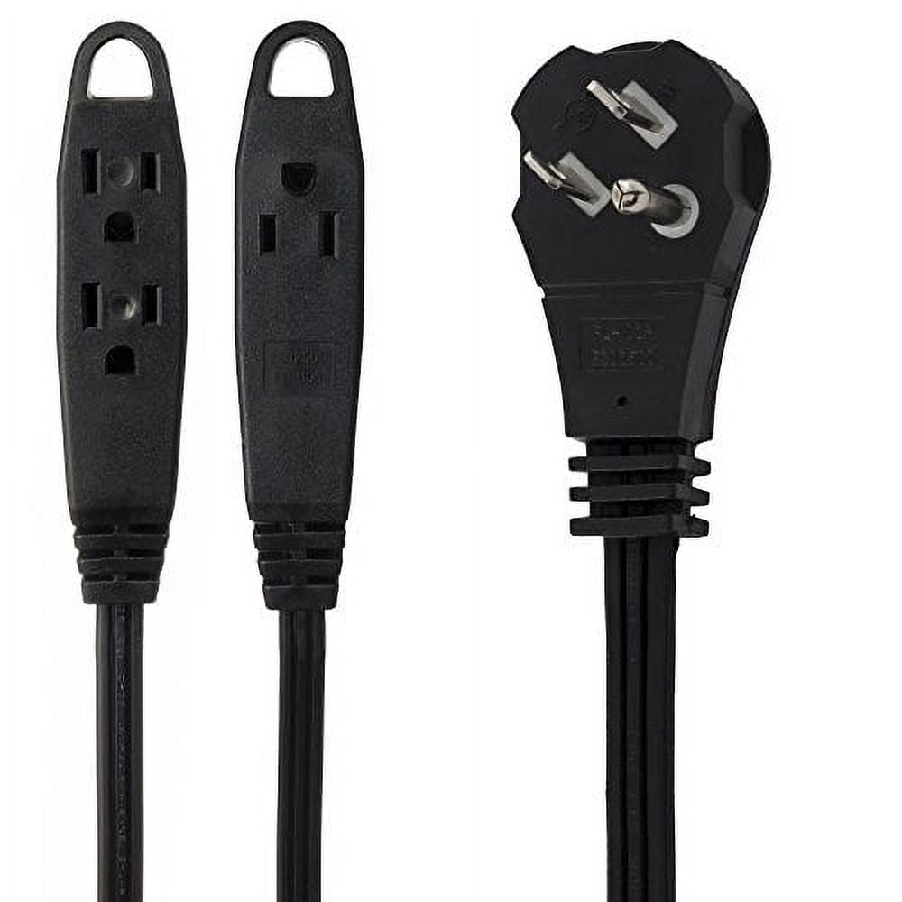 MAXIMM 2 Feet Flat Plug Extension Cord 3 Outlet Cord 3 Prong Grounded