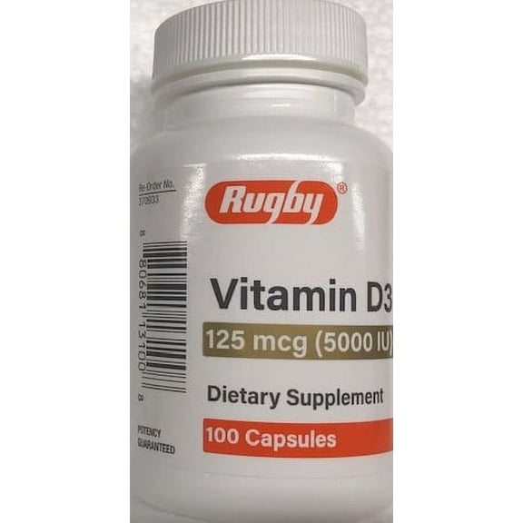MAXIMUM STRENGTH VITAMIN D3 5000 IU 100 CAPSULES by Rugby .