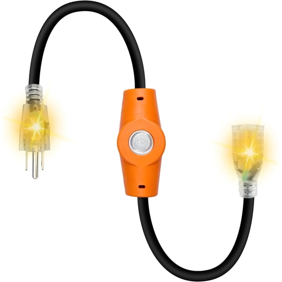 MAXKOSKO 1PC 120V 15A Temperature Controlled Extension Cord, Heat Cable Controller, Thermostatically Controlled Outlet Auto On/Off Below 37°F/Over 50°F, 20" Cord for Covered Outdoor Outlets