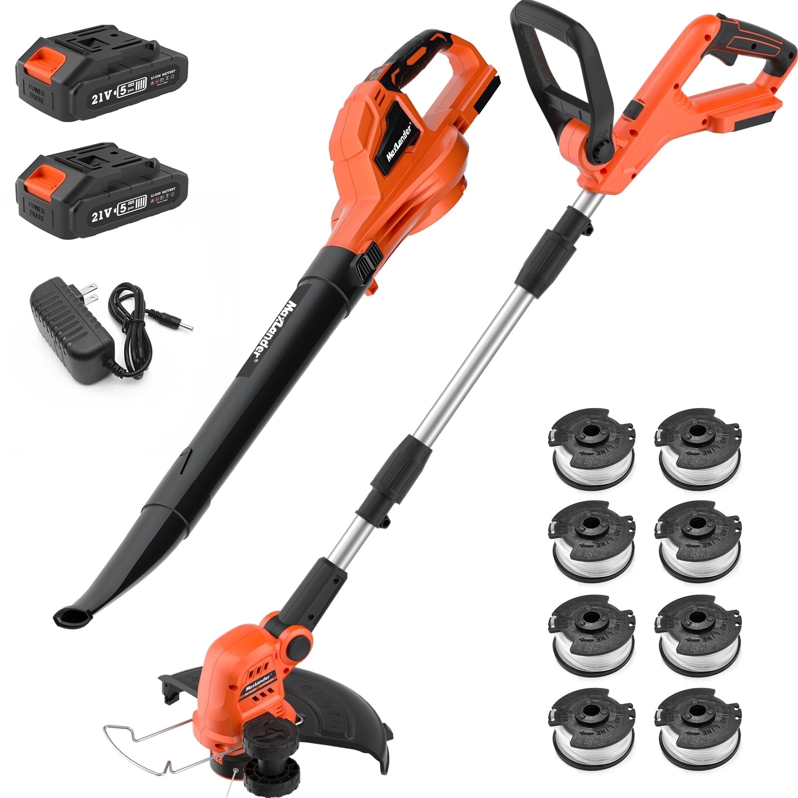 MAXLANDER 20V 10-Inch 2-in-1 Weed Wacker + Cordless Leaf Blower Combo Kit. 2x2.0Ah Batteries & Charger Included