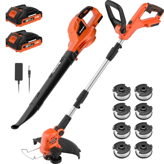 MAXLANDER 20V 10-Inch 2-in-1 Weed Wacker + Cordless Leaf Blower Combo Kit. 2x2.0Ah Batteries & Charger Included