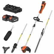 MAXLANDER 40V Cordless Weed Wacker, 4-in-1 Lawn Tool with Hedge Trimmer, 8-inch Pole Saw & Brush Cutter, 2 20V 4Ah Batteries & Charger Included