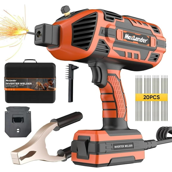 MAXLANDER Portable Welding Machine, 110V 120A Handheld ARC Welder with IGBT Inverter 5 Variable Current Adjustment, 20PCS Rods, Fits for 3/64"-1/8" Wire Rods