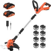 MAXLANDER Weed Wacker Cordless, 20V 12 Inch Cordless String Trimmer Edger, Weed Wacker Battery Operated with 8 PCS Replacement Spools, Lightweight Weed Trimmer 2x2.0Ah Battery and Charger Included