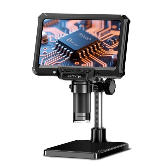 MAXLAPTER 7" Digital Microscope for Adults, 16MP 1080P Coin Microscope with10 Adjustable Lights, Windows Mac OS Compatible