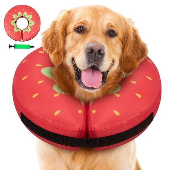 Dog Donut Collar After Surgery, Waterproof Fabric Comfy Pillow, Dog Cone Alternative, Inflatable Dog Collars E Collar Elizabethan Collar for Dogs (XL)