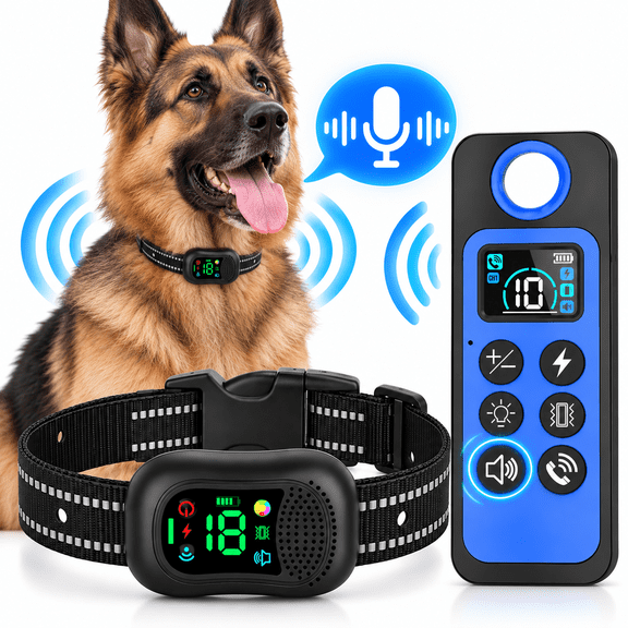 MAXLAPTER Dog Training Collar with Remote Voice Command, 4900FT Long Range Shock Collar for Dogs with 5 Training Modes, LED Light, IP67 Waterproof Rechargeable E Collar for Small Medium Large Dogs