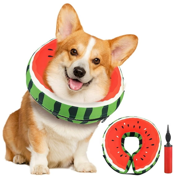 MAXLAPTER Inflatable Soft Dog Cone, Cone for Dog Cat Recovery after Surgery, Watermelon Look M Size(9.8-11.8in)