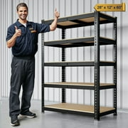 MAXLEAD Heavy Duty Storage Shelves 5-Tier Adjustable Garage Shelves for Storage 2600LBS, 27.55"W x 11.81"D x 59.84"H Commercial Industrial Shelving Units for Garage Pantry Kitchen Black
