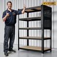 thumbnail image 1 of HOKEEPER Heavy Duty Storage Shelves 5-Tier Adjustable Garage Shelves for Storage 2600LBS, 27.55"W x 11.81"D x 59.84"H with Pegboard Commercial Industrial Shelving Units for Garage Pantry Black, 1 of 11