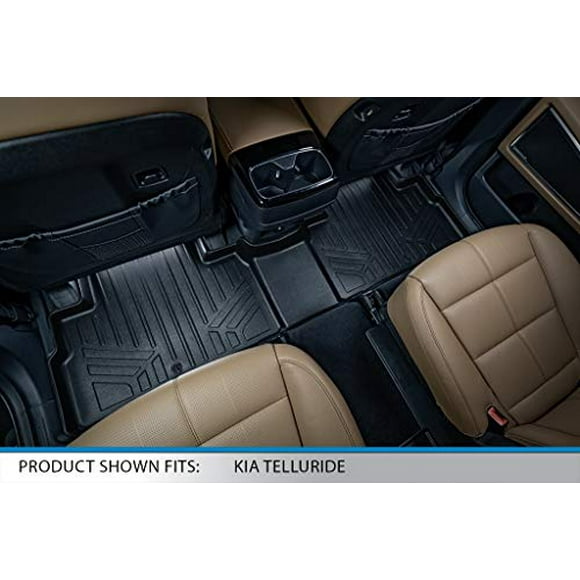 MAXLINER All Weather Custom Fit Black 2 Row Floor Mat Liner Set Compatible with 2020-2023 Kia Telluride with 2nd Row or Bucket Seats with Center Console