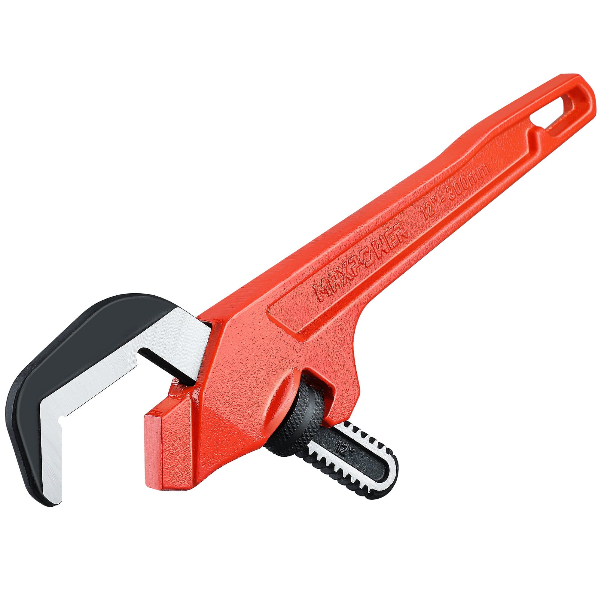 MAXPOWER 12 Inch Offset Hex Wrench, Hex Jaw Wrench with Adjustable Smooth CrMo Hook Jaw