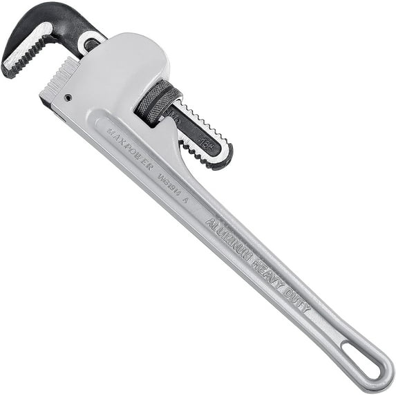 MAXPOWER 18-Inch Pipe Wrench, Heavy Duty Aluminum Plumbing Wrench, Adjustable Straight Pipe Wrenches