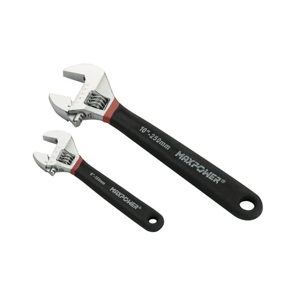 MAXPOWER Adjustable Wrench Set (6in, 10in), Double Dipped, 2PCS
