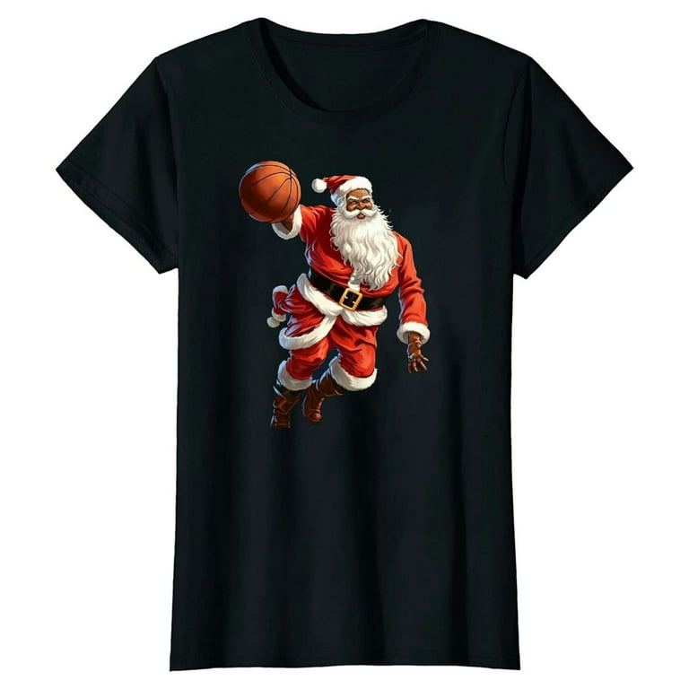 Basketball African American Santa Reindeer Ugly Christmas T-Shirt Basketball African American Santa Reindeer Ugly Christmas T-Shirt