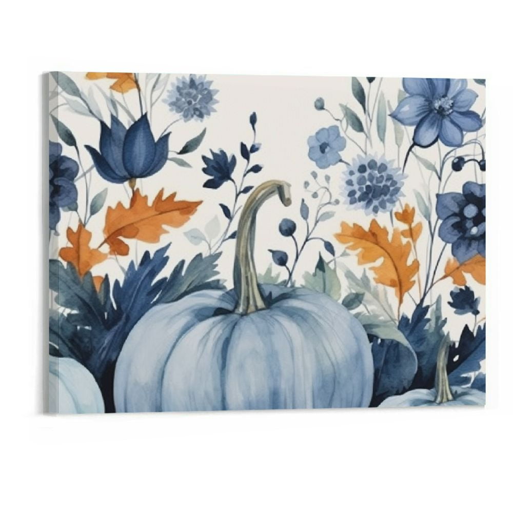 MAXPRESS Blue White Pumpkins Wall Art for Living Room/Bedroom, Canvas