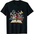 thumbnail image 1 of MAXPRESS Flowers growing from a book Open Book with Flying butterfly T-Shirt, 1 of 3