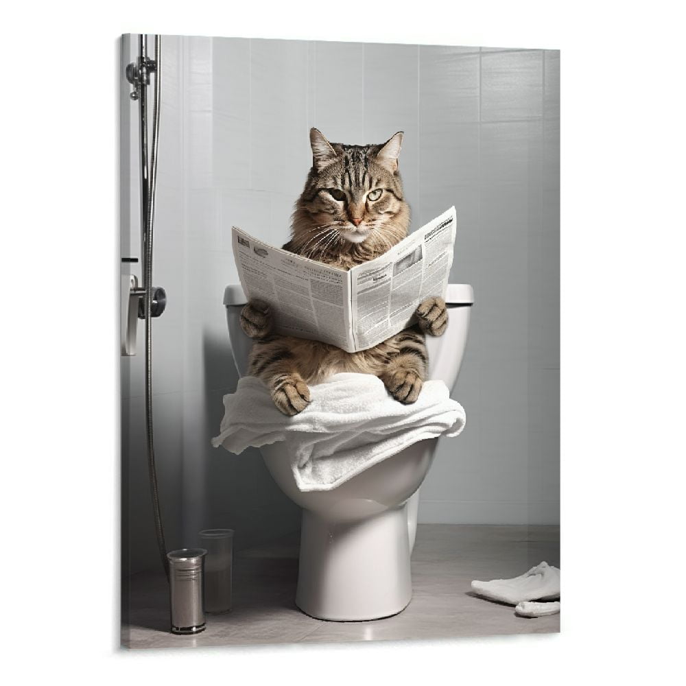 MAXPRESS Funny Cat Bathroom Decor Wall Art Cute Cat Art Pictures Wall
