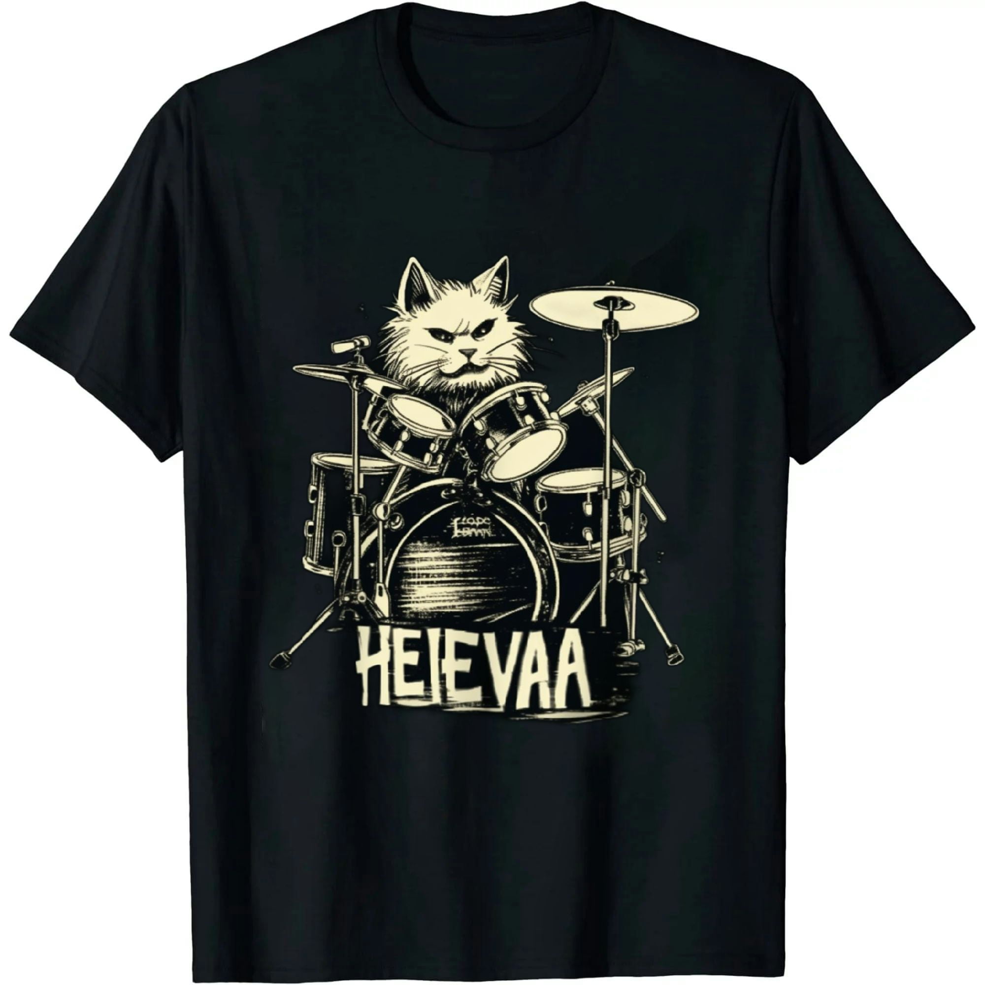 Heavy Metal Headbanger Gift Drummer Cat Playing Drum Meowtal T-Shirt Heavy Metal Headbanger Gift Drummer Cat Playing Drum Meowtal T-Shirt