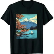 MAXPRESS Mount Fuji Lake Landscape Vintage Japanese art Shin-hanga T-Shirt