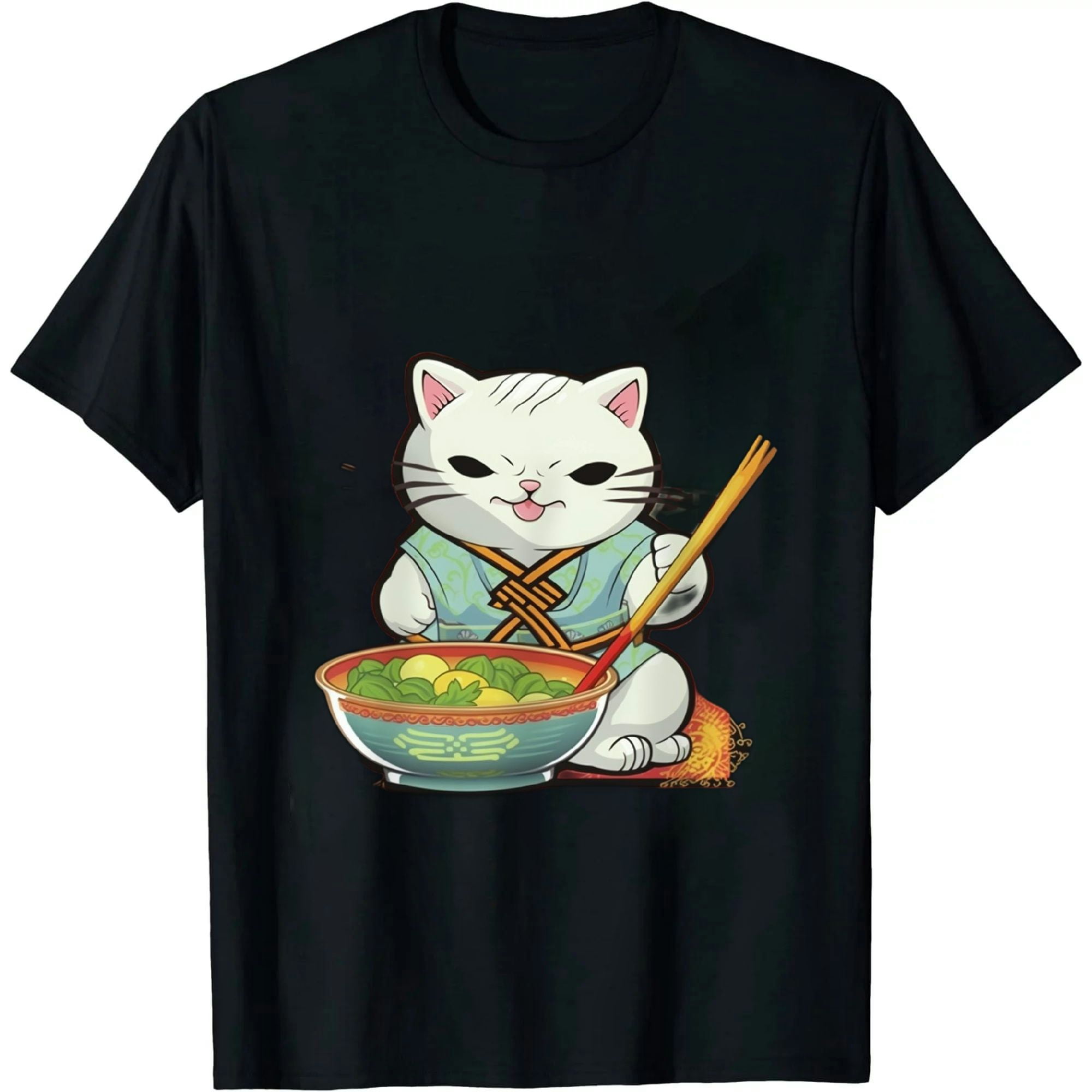MAXPRESS Ramen.Cat.Neko Kawaii Anime Japanese Noodles Gift Lucky.Cats T ...