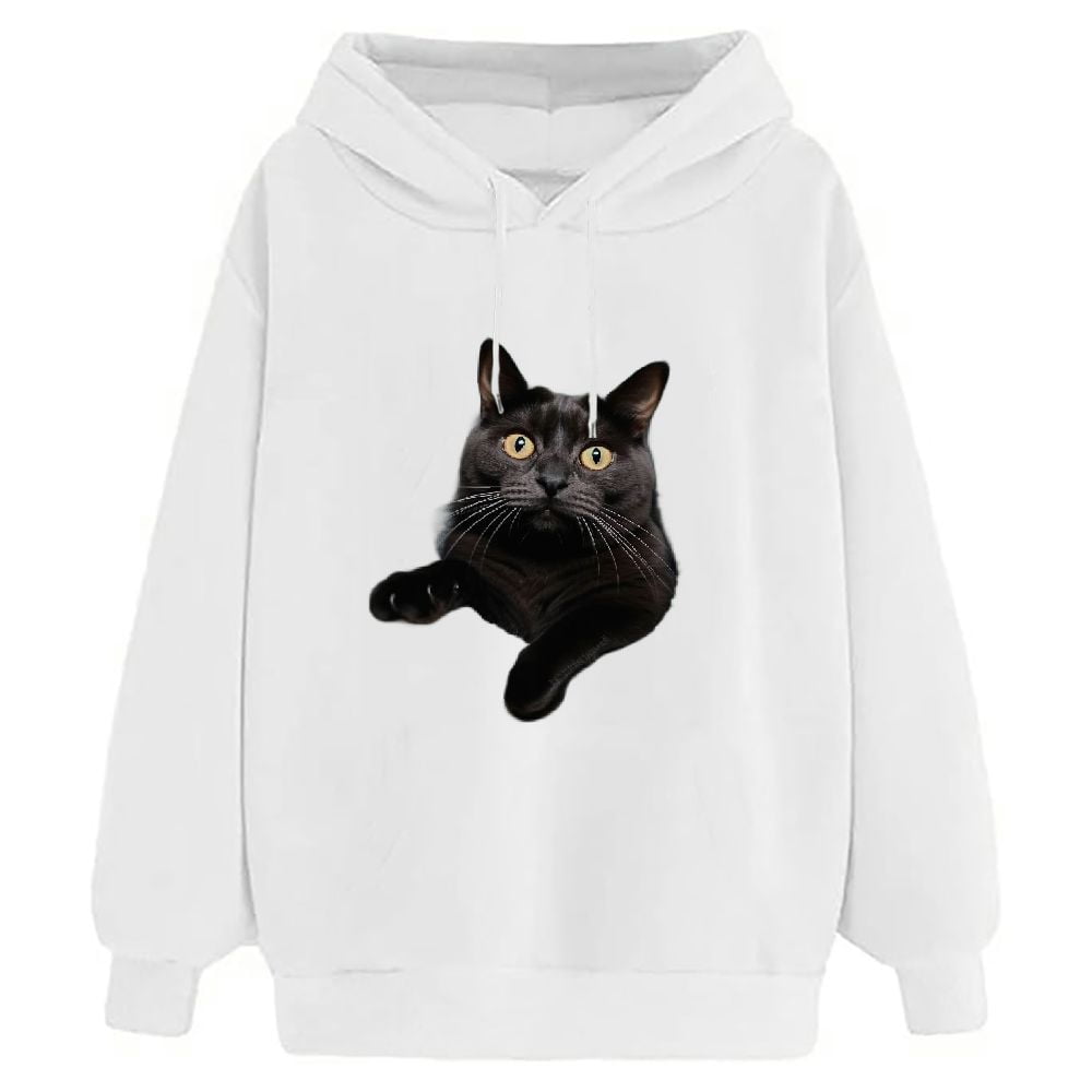 MAXPRESS Women's Cat Sweatshirt Novelty Funny 3D Graphic Print Crew