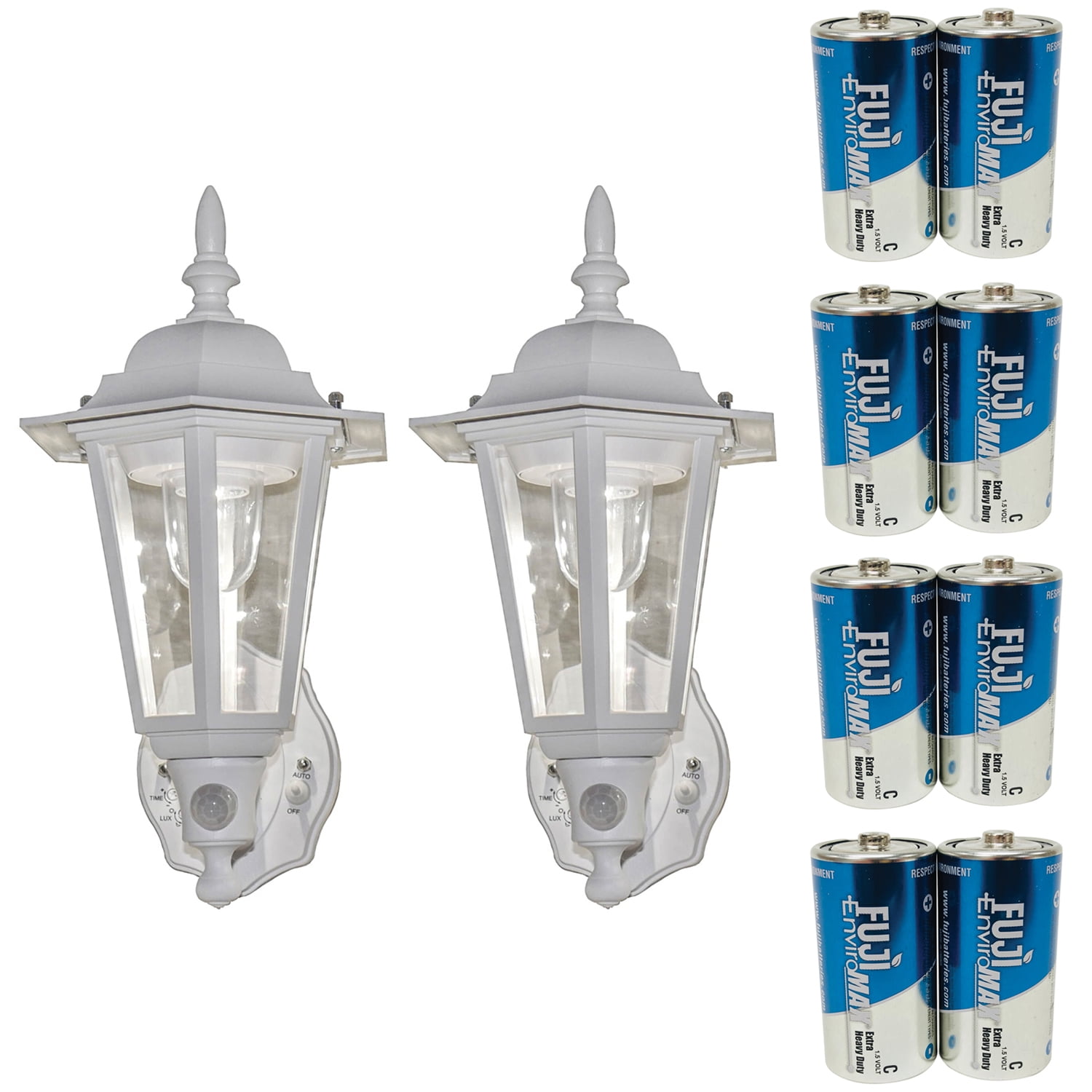 MAXSA Innovations 49719 White Battery Outdoor Wall Lanterns (2 Pack)