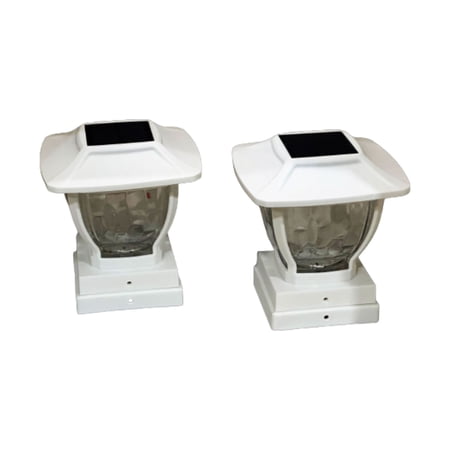 MAXSA Innovations Solar Wave Style Post Cap & Deck Railing Lights - White - Set of 2