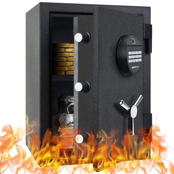 MAXSafes Fingerprint Fireproof Safe Box, Digital Fire Proof Cabinet Safe with Removable Shelf, Fireproof Home Safe for Money, Documents, Jewelry, 1.2Cubic Feet