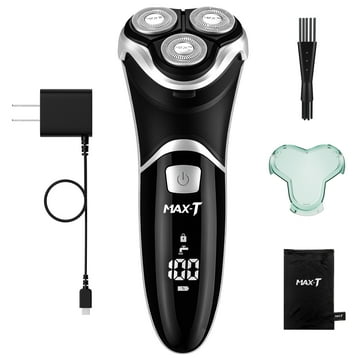 MAXT 3D Rechargeable Electric Shaver/Razor Wet Dry Rotary Shaver with Pop up Trimmer and LED Display, IPX7 100% Waterproof