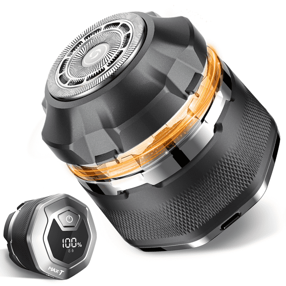MAX-T IPX8 Head Shaver for Bald Men -- Top Waterproof, Magnetic Removable Head, 1.5H Charge/140Min Use, LED Display & Travel Lock, Wet/Dry Skull Shave