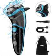 MAX-T Electric Razor for Men, USB-C Fast Charge 1H/120Min, IPX7 Waterproof Wet Dry, Pop-Up Beard Trimmer, 3D Floating Head, LED Display, Gift for Men, Blue