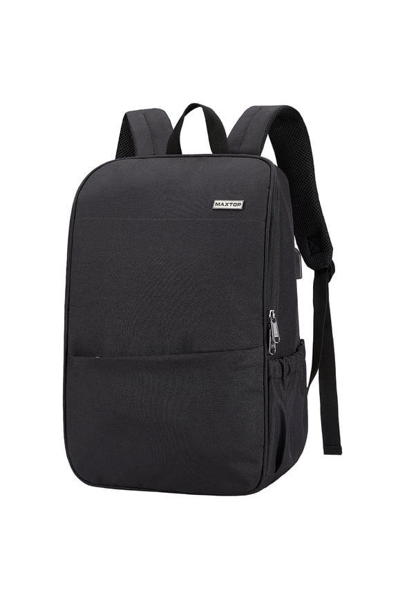 College School Bag, Water-Resistant Laptop Backpack with USB Port, Fits 16-Inch Laptop, Black