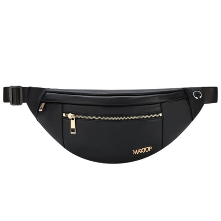 MAXTOP Large Fanny Pack with 4 Zipper Pockets, Crossbody Waist Bag for Traveling, Running, Sports, Casual Use