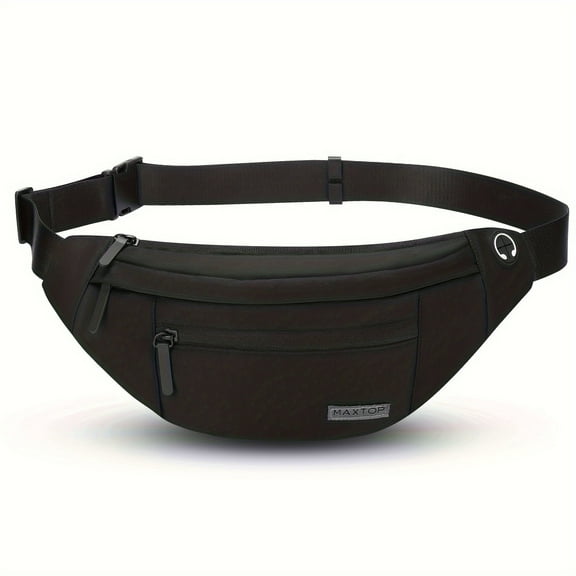 MAXTOP Large Crossbody Fanny Pack with 4-Zipper Pockets,Gifts for Enjoy Sports Festival Workout Traveling Running Casual Hands-Free Wallets Waist Pack Phone Bag Carrying All Phones