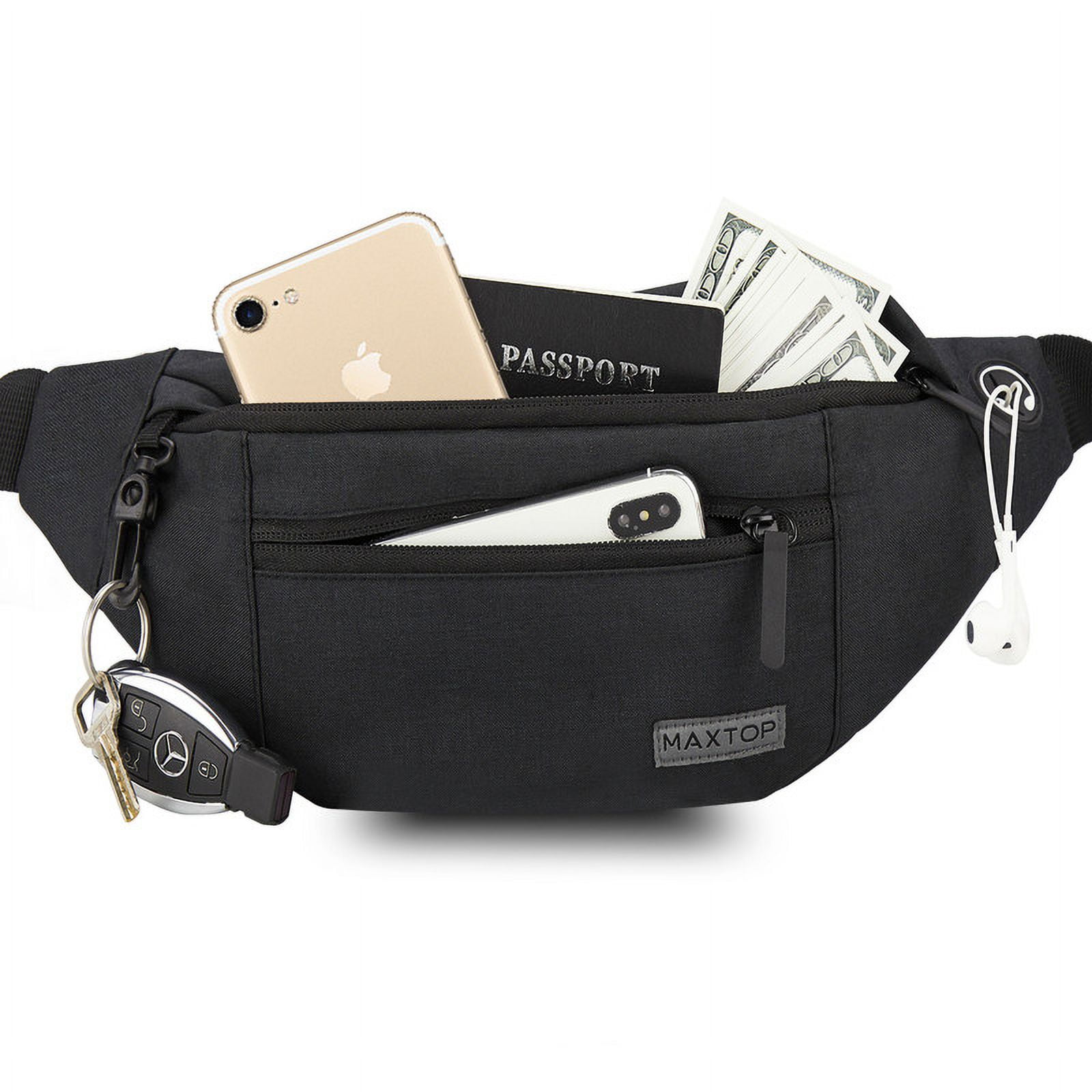 MAXTOP Waist Pack Phone Bag Large Crossbody Fanny Pack with 4Zipper Pockets Gifts for Enjoy