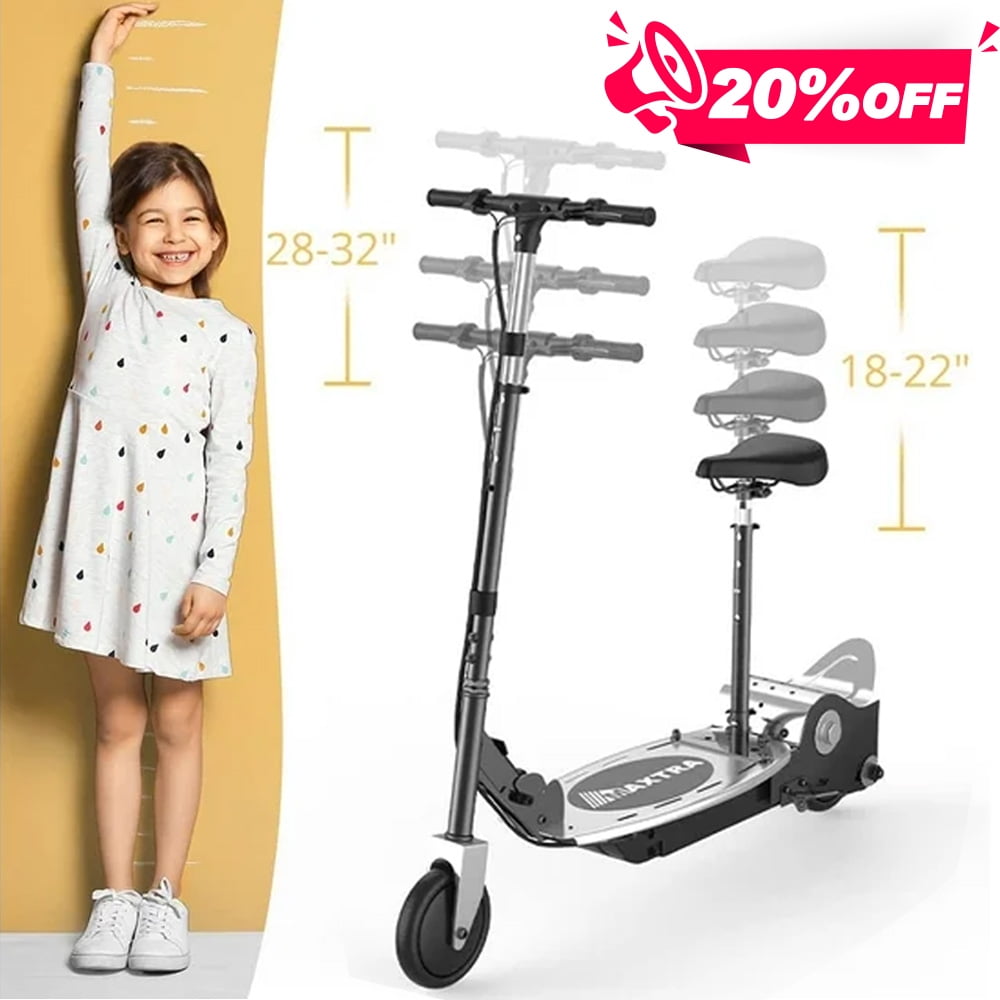 MAXTRA E120 Electric Scooter with Seat for Kids Ages 612, 60 Mins Long